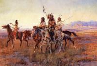 Charles Marion Russell - Four Mounted Indians